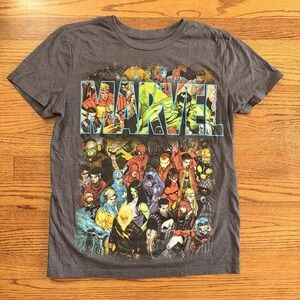 Marvel Comics Shirt Hulk Spiderman Iron Man Captain America Mens Grey Size Small
